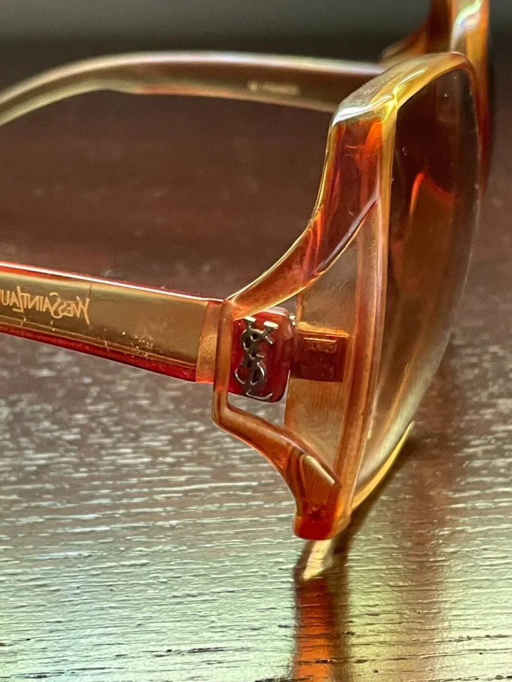 Vintage Yves Saint Laurent (YSL) Amber-Brown Oversized Sunglasses 1980s